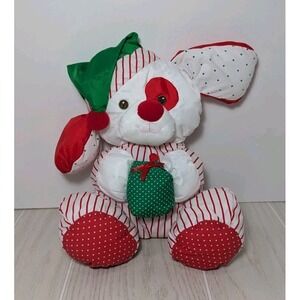 Fisher-Price Christmas Puffalump puppy dog vintage plush green Santa hat gift